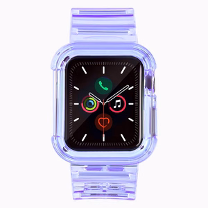 Silicone Band Strap Bracelet Case Strap Light Set for Apple Watch 44mm - Purple