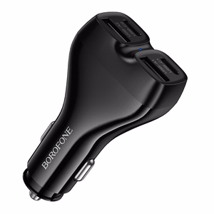 Musta autolaturi Borofone BZ35 Leader – 2 x USB-C + USB, PD 30W