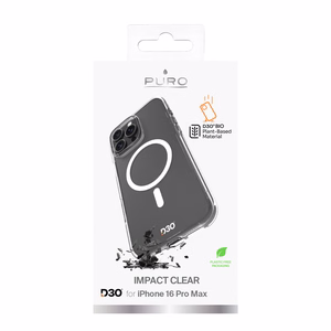 Puro Impact Clear D3O MagSafe Silikoninen Suojakuori iPhone 16 Pro Maxille - läpinäkyvä