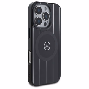 Mercedes MB Double Layer Crossed Lines MagSafe Suojakuori iPhone 16 Pro:lle - Musta