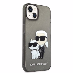 Karl Lagerfeld Glitter Karl&Choupette suojakuori iPhone 14 Plus:lle - musta