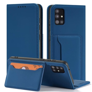 Magneettikorttikotelo Samsung Galaxy A12 5G pussi lompakko kortin haltija sininen