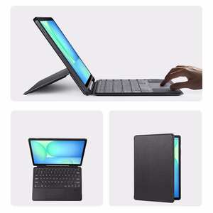Dux Ducis DK -sarjan näppäimistökotelo Samsung Tab S10 FE+ (Plus) -mallille taustavalaistuksella, musta