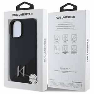 Karl Lagerfeld Silikoninen Shadow Metal Initial MagSafe Suojakuori iPhone 16:lle - musta