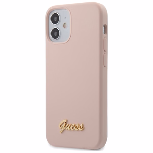 Guess GUHCP12SLSLMGLP iPhone 12 mini 5.4" light pink/light pink hardcase Silicone Script Gold Logo