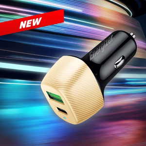 Energizer Ultimate D38BG autolaturi, USB-C + USB-A, 38 W PD + QC 3,0, kullanvärinen ja musta