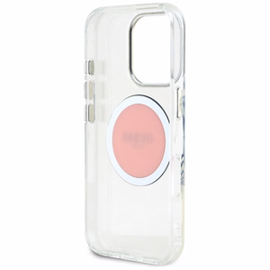 Guess IML Metal Colored Circle Classic Logo MagSafe Suojakuori iPhone 16 Pro:lle - vaaleanpunainen