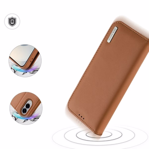 Dux Ducis Hivo Samsung Galaxy S25 Edge Suojakuori kielekkeella ja RFID-suojauksella - ruskea