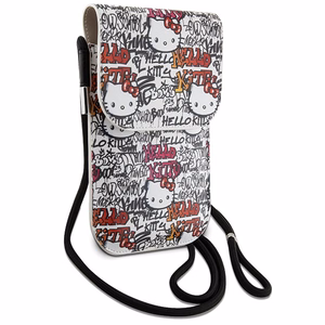 Hello Kitty Leather Tags Graffiti olkalaukku – beige