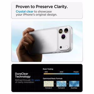 Spigen Ultra Hybrid-suojakuori iPhone 18 Pro / 17 Pro – läpinäkyvä