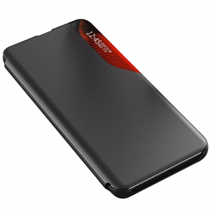 Eco Leather View Case nahkainen Suojakuori Samsung Galaxy A24 4G:lle kippujalustan kanssa musta