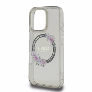 Guess GUHMP16XHFWFCK iPhone 16 Pro Max 6.9" musta/musta kovakuori IML Flowers Wreath MagSafe