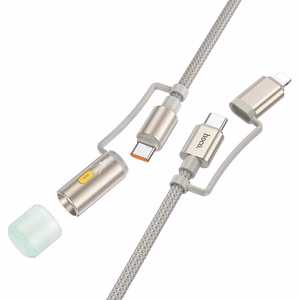 Hoco All-in-one -kaapeli USB-C / Lightning – USB-C / LED-valo PD 3A 60W 1,2m U138 harmaa