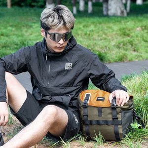 Rockbros W019 polkupyörän ohjaustangon laukku 13.5-24L - vihreä-oranssi