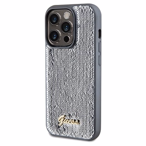 Guess Sequin Script Metal -suojakuori iPhone 14 Pro Maxille - hopeinen