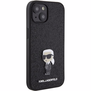 Karl Lagerfeld Fixed Glitter Ikonik Logo Metal Pin case for iPhone 15 - black