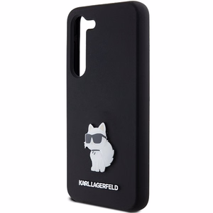 Karl Lagerfeld Silikoninen Choupette Metal Pin Suojakuori Samsung Galaxy S23:lle - musta