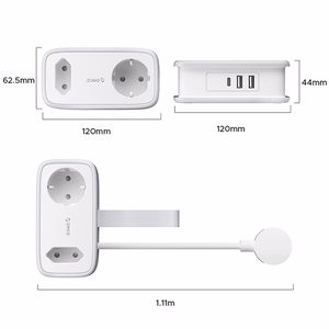 Orico AP3 65W GaN 6in1 jatkojohto 2x AC + 2x USB-A + 2x USB-C - valkoinen