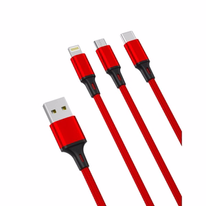 XO kaapeli NB173 3in1 USB - Lightning + USB-C + microUSB 1,2 m 2,4A musta