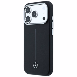 Mercedes nahka Iconic Line MagSafe suojakuori iPhone 17 Pro Max - musta