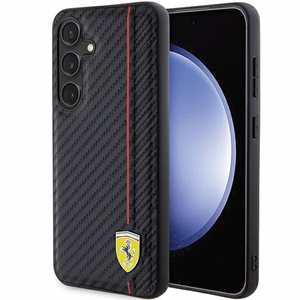 Ferrari Carbon Printed Line suojakuori Samsung Galaxy S24+:lle - musta