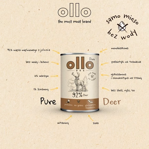 OLLO Pure Deer -koirien märkäruoka, 850 g