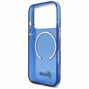 Guess IML Script Metal MagSafe Suojakuori iPhone 17 Pro Max:lle - Sininen