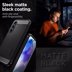 Spigen Rugged Armor suojakuori laitteelle Samsung Galaxy A55 5G, mattamusta