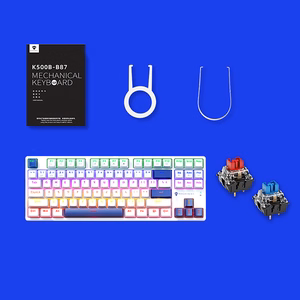 Machenike K500B-B87 Wired Mechanical Gaming Keyboard with Backlight, Red Switch - White