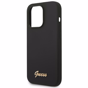 Guess GUHCP14XSLSMK iPhone 14 Pro Max 6.7" musta/musta kova kotelo Silikoni Vintage Gold Logo