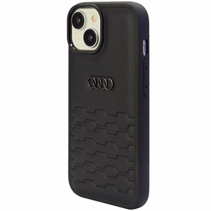Audi GT synteettinen nahkasuojakuori iPhone 15 Plus:lle - musta
