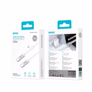 BWOO 240W punottu kaapeli USB-C - USB-C BO-X317C-C 1m valkoinen