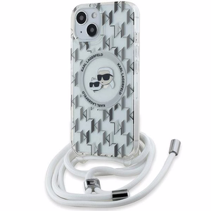 Karl Lagerfeld IML Crossbody Monogram Karl & Choupette Head MagSafe suojakuori iPhone 15 / 14 / 13:lle - läpinäkyvä