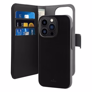 Puro Wallet Detachable MagSafe 2in1 PU-nahkainen Suojakuori läpällä ja lompakolla iPhone 14 Pro Maxille - musta