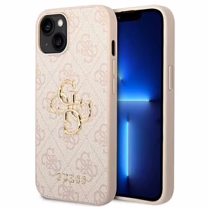 GUESS suojakuori iPhone 13 / 14 / 15 GUHCP14S4GMGPI (4G iso metallilogo) pinkki