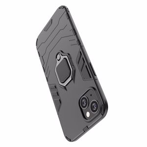 Ring Armor tapauksessa iPhone 14 panssaroitu kansi magneettinen haltija rengas musta