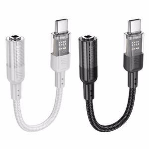 Hoco LS37 - AUX-sovitin USB-C - Jack 3.5mm 0.15m (läpinäkyvä/harmaa)