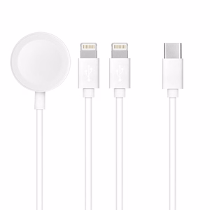 Kaapeli 3in1 Type C - 2 x Lightning / Apple Watch 3W 2A C3168 1,2 m valkoinen