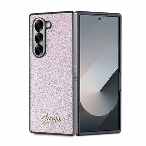Guess 4G Glitter Script Suojakuori Samsung Galaxy Z Fold 6:lle - Vaaleanpunainen