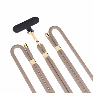 3mk EasyClip Elite puhelimen kaulahihna, Taupe (kultaiset osat)