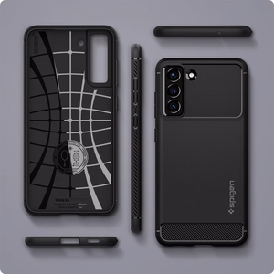Spigen Rugged Armor kotelo Samsung Galaxy S21 FE - Matta musta