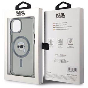 Karl Lagerfeld KLHMP15SHLSKIK iPhone 15 6.1" musta/musta kovakuori IML Metal Karl Head MagSafe