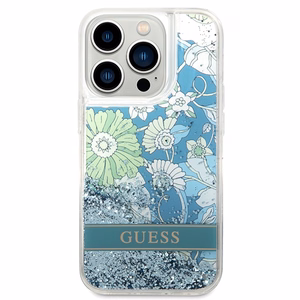 Guess GUHCP14LLFLSN iPhone 14 Pro 6.1" vihreä/vihreä kovakotelo Kukka Nestemäinen Glitteri