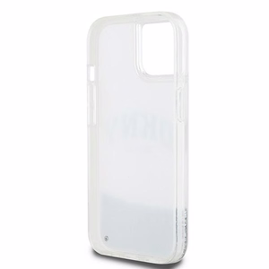 DKNY Liquid Glitter Big Logo Suojakuori iPhone 15 / 14 / 13:lle - valkoinen
