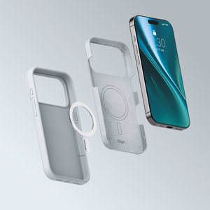 Etteri Silicone Mag -suojakuori iPhone 17 Pro / 18 Pro -malleille, hopeanvärinen