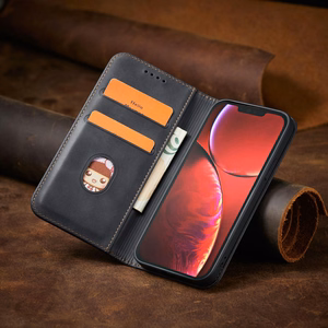 Magneetti Fancy Case Kotelo iPhone 13 Pro Max pussi lompakko kortinhaltija Musta