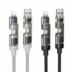 Hoco U151 kaapeli 4in1 USB A/C - USB C/Lightning 240W 1,2 m musta