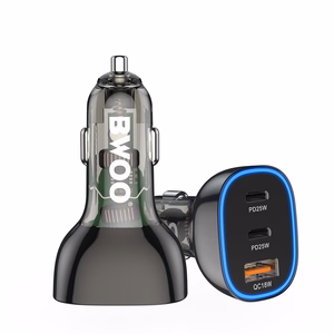 BWOO PD autolaturi 2x USB-C + USB-A 68W musta