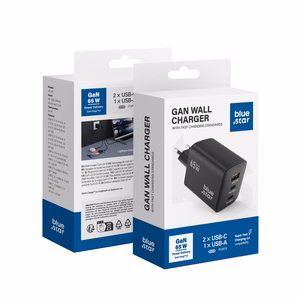 Puhelinlaturi Blue Star GaN 2 x USB C + USB A QC4.0 PD 4A 65W VT-43 musta