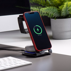 Forcell F-ENERGY Simply Charge 3in1 alumiini Apple Watch ja Samsung Watch -yhteensopiva harmaa